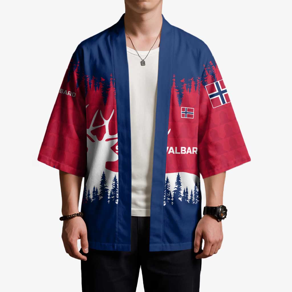 Norway Svalbard Kimono with Reindeer Silhouette Forest and Norwegian Flag - Wonder Print Shop