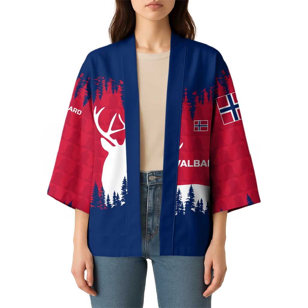 Norway Svalbard Kimono with Reindeer Silhouette Forest and Norwegian Flag - Wonder Print Shop