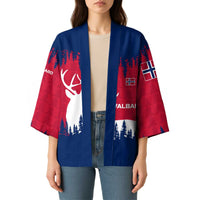 Norway Svalbard Kimono with Reindeer Silhouette Forest and Norwegian Flag - Wonder Print Shop