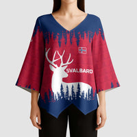 Norway Svalbard Kimono Sleeve Blouse with Reindeer Silhouette Forest and Norwegian Flag - Wonder Print Shop