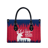Norway Svalbard Leather Bag with Reindeer Silhouette Forest and Norwegian Flag - Wonder Print Shop