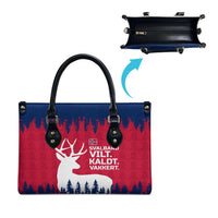 Norway Svalbard Leather Bag with Reindeer Silhouette Forest and Norwegian Flag - Wonder Print Shop