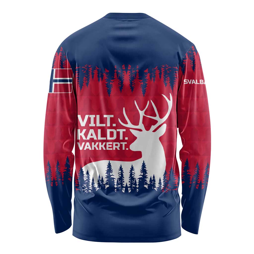 Norway Svalbard Long Sleeve Shirt with Reindeer Silhouette Forest and Norwegian Flag - Wonder Print Shop