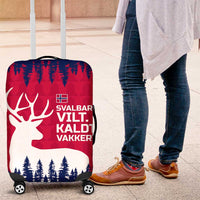 Norway Svalbard Luggage Cover with Reindeer Silhouette Forest and Norwegian Flag - Wonder Print Shop