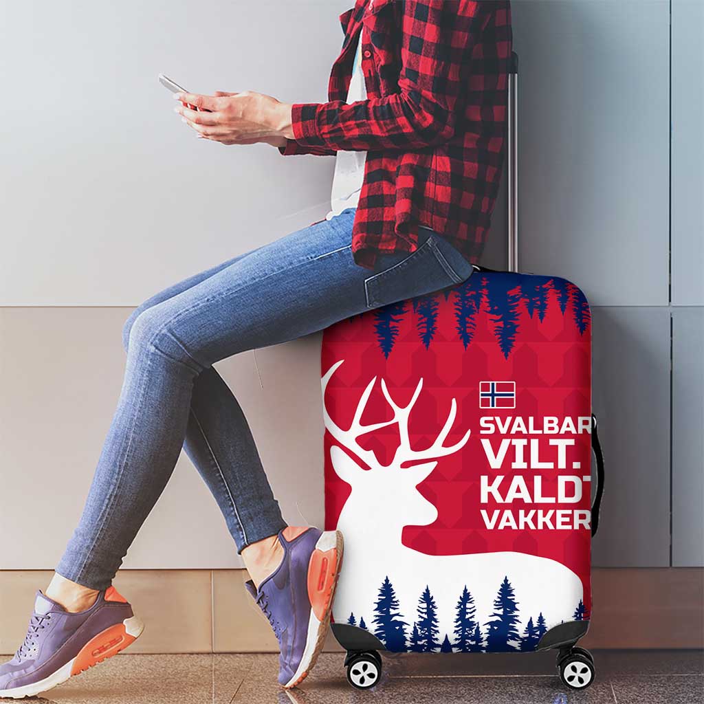 Norway Svalbard Luggage Cover with Reindeer Silhouette Forest and Norwegian Flag - Wonder Print Shop