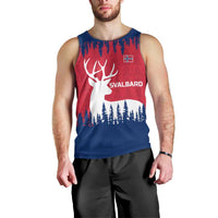 Norway Svalbard Men Tank Top with Reindeer Silhouette Forest and Norwegian Flag - Wonder Print Shop