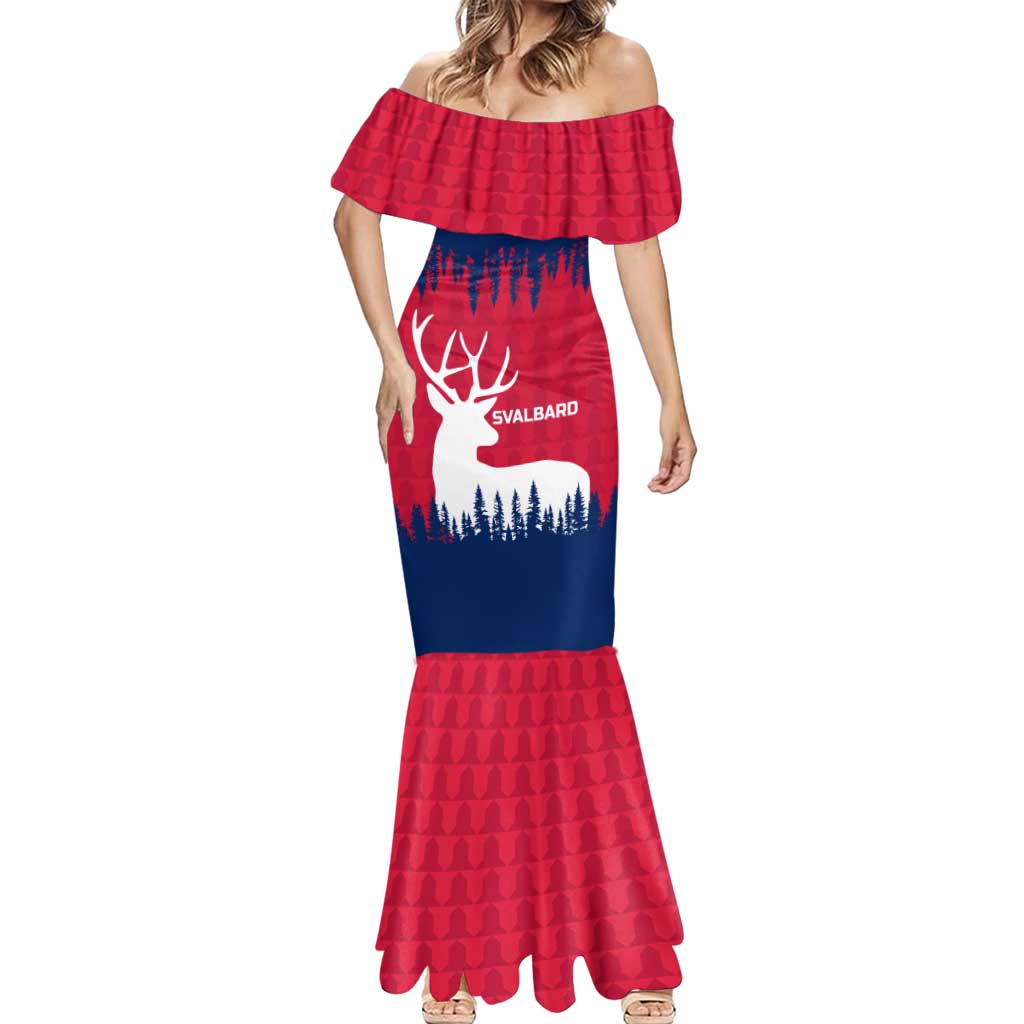 Norway Svalbard Mermaid Dress with Reindeer Silhouette Forest and Norwegian Flag - Wonder Print Shop