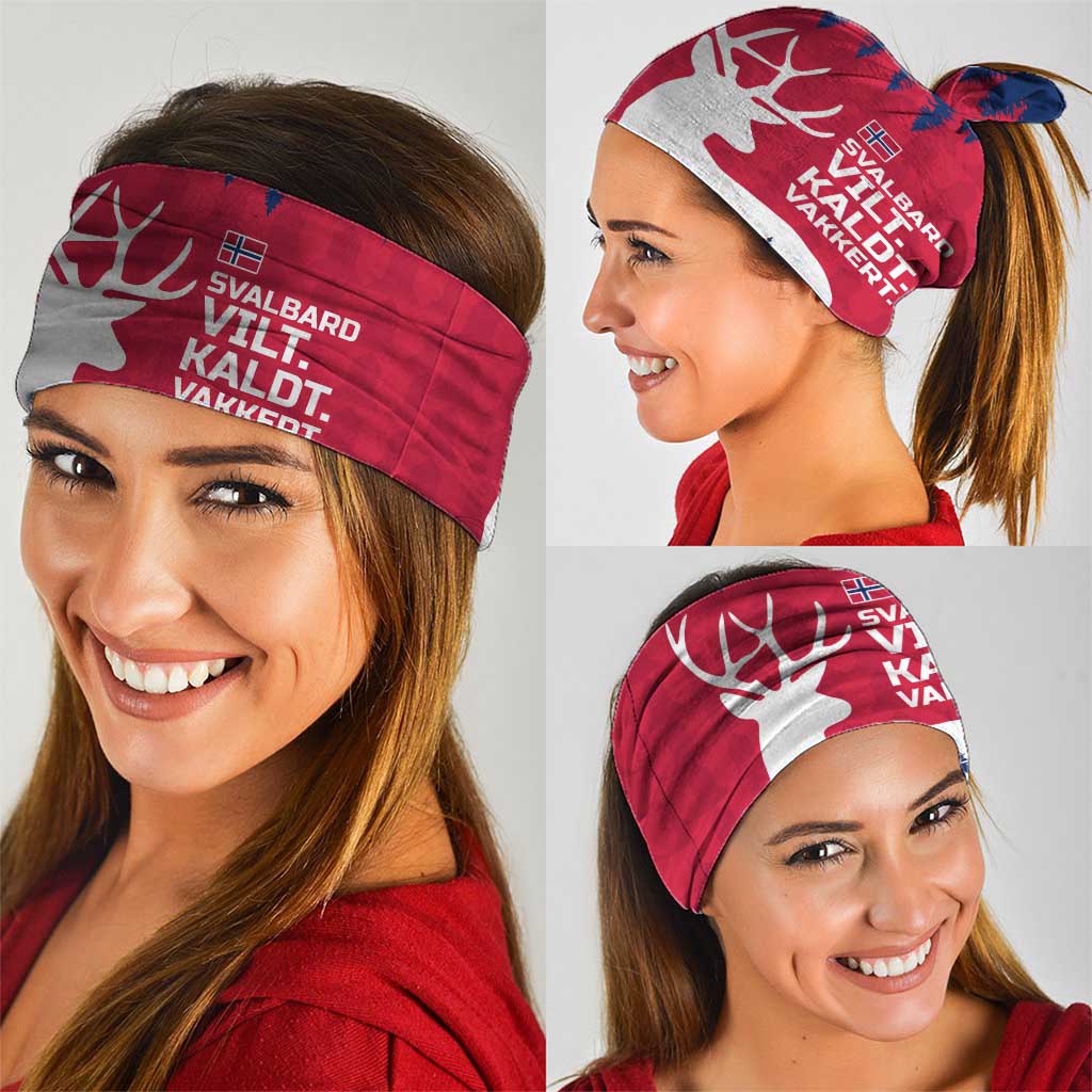 Norway Svalbard Neck Gaiter with Reindeer Silhouette Forest and Norwegian Flag - Wonder Print Shop