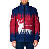 Norway Svalbard Padded Jacket with Reindeer Silhouette Forest and Norwegian Flag - Wonder Print Shop