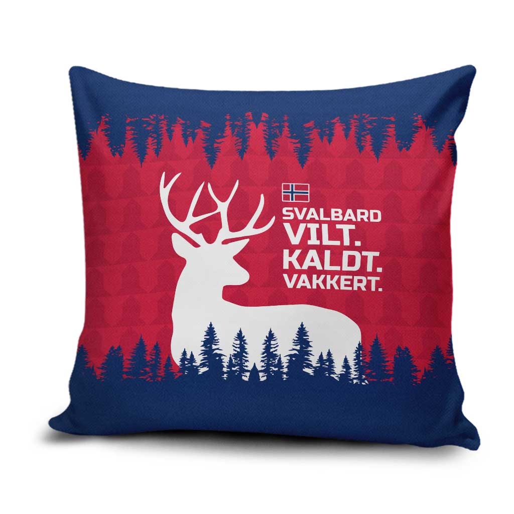 Norway Svalbard Pillow Cover with Reindeer Silhouette Forest and Norwegian Flag - Wonder Print Shop