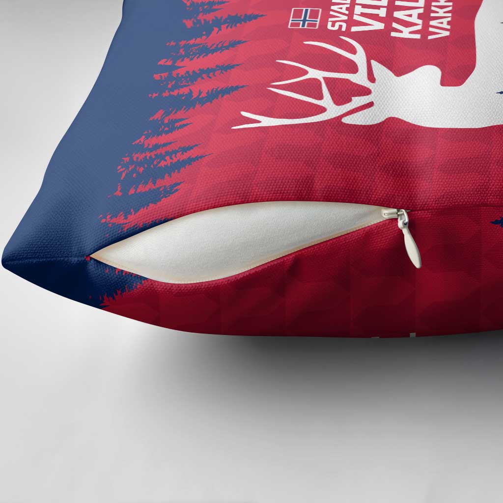 Norway Svalbard Pillow Cover with Reindeer Silhouette Forest and Norwegian Flag - Wonder Print Shop