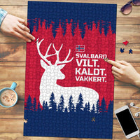 Norway Svalbard Puzzle with Reindeer Silhouette Forest and Norwegian Flag - Wonder Print Shop