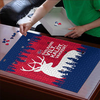 Norway Svalbard Puzzle with Reindeer Silhouette Forest and Norwegian Flag - Wonder Print Shop