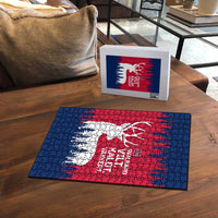 Norway Svalbard Puzzle with Reindeer Silhouette Forest and Norwegian Flag - Wonder Print Shop