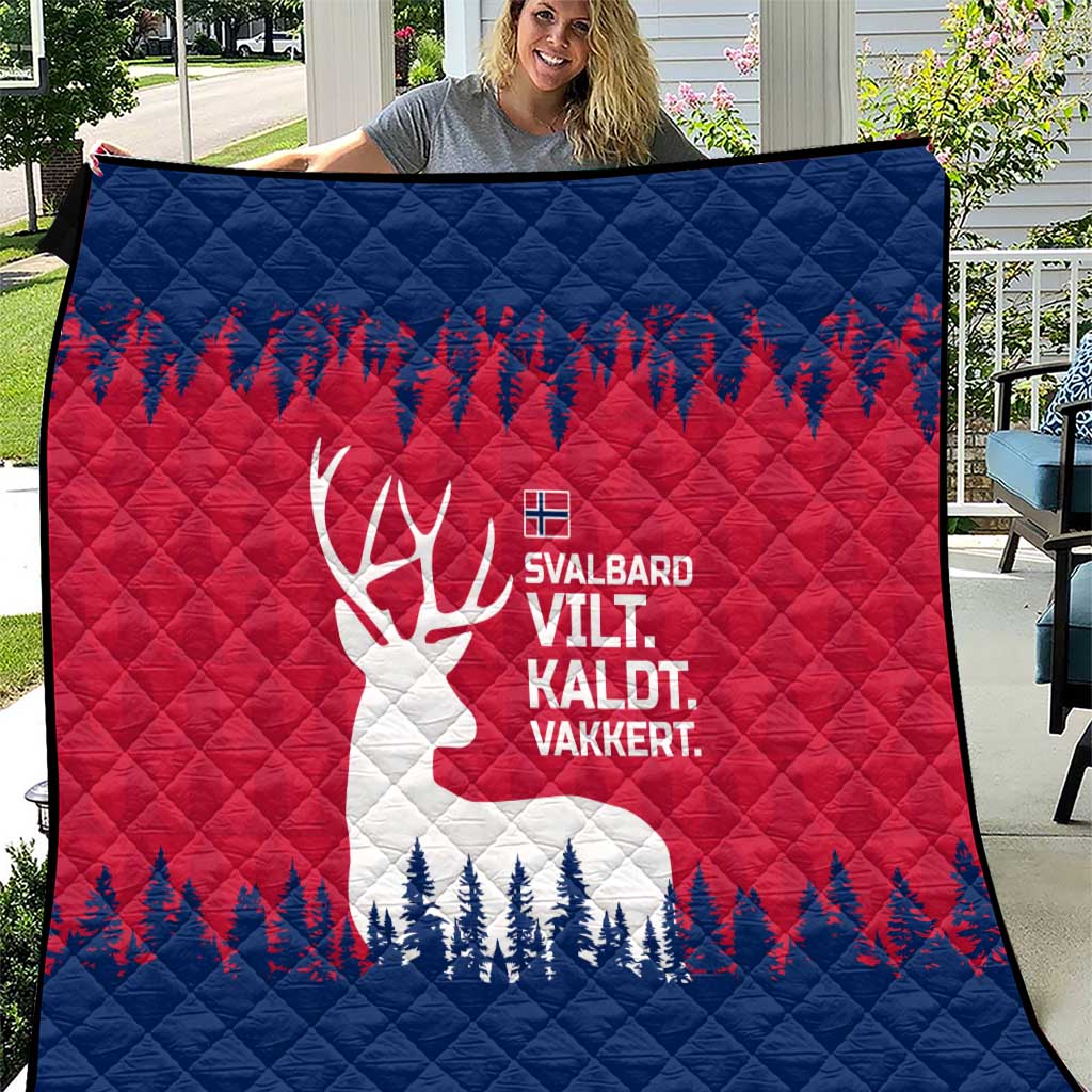 Norway Svalbard Quilt with Reindeer Silhouette Forest and Norwegian Flag - Wonder Print Shop