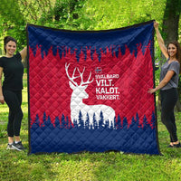Norway Svalbard Quilt with Reindeer Silhouette Forest and Norwegian Flag - Wonder Print Shop