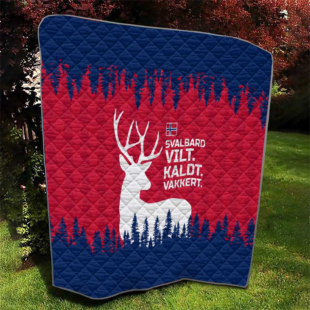 Norway Svalbard Quilt with Reindeer Silhouette Forest and Norwegian Flag - Wonder Print Shop