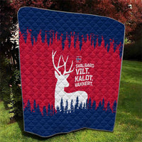 Norway Svalbard Quilt with Reindeer Silhouette Forest and Norwegian Flag - Wonder Print Shop