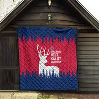 Norway Svalbard Quilt with Reindeer Silhouette Forest and Norwegian Flag - Wonder Print Shop
