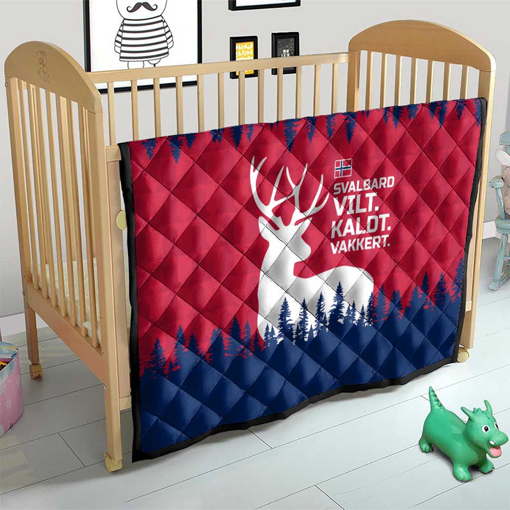 Norway Svalbard Quilt with Reindeer Silhouette Forest and Norwegian Flag - Wonder Print Shop