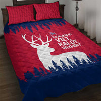Norway Svalbard Quilt Bed Set with Reindeer Silhouette Forest and Norwegian Flag - Wonder Print Shop