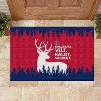 Norway Svalbard Rubber Doormat with Reindeer Silhouette Forest and Norwegian Flag - Wonder Print Shop