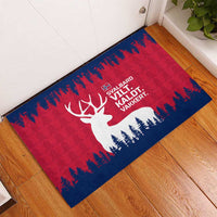 Norway Svalbard Rubber Doormat with Reindeer Silhouette Forest and Norwegian Flag - Wonder Print Shop