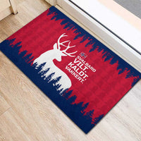 Norway Svalbard Rubber Doormat with Reindeer Silhouette Forest and Norwegian Flag - Wonder Print Shop