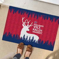 Norway Svalbard Rubber Doormat with Reindeer Silhouette Forest and Norwegian Flag - Wonder Print Shop