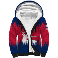 Norway Svalbard Sherpa Hoodie with Reindeer Silhouette Forest and Norwegian Flag - Wonder Print Shop