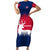 Norway Svalbard Short Sleeve Bodycon Dress with Reindeer Silhouette Forest and Norwegian Flag - Wonder Print Shop