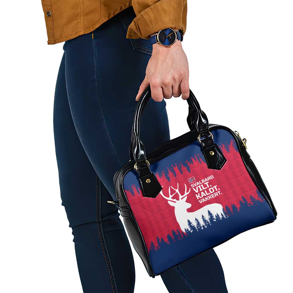 Norway Svalbard Shoulder Handbag with Reindeer Silhouette Forest and Norwegian Flag - Wonder Print Shop