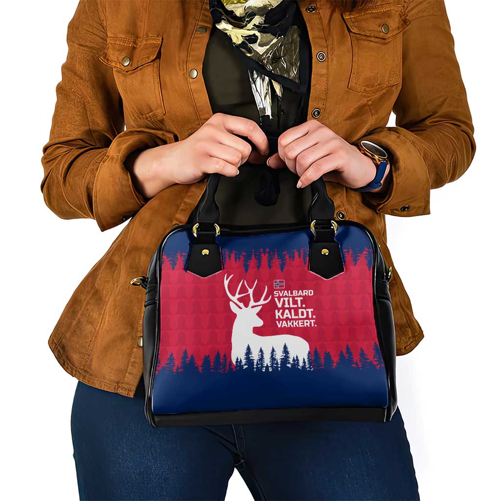 Norway Svalbard Shoulder Handbag with Reindeer Silhouette Forest and Norwegian Flag - Wonder Print Shop