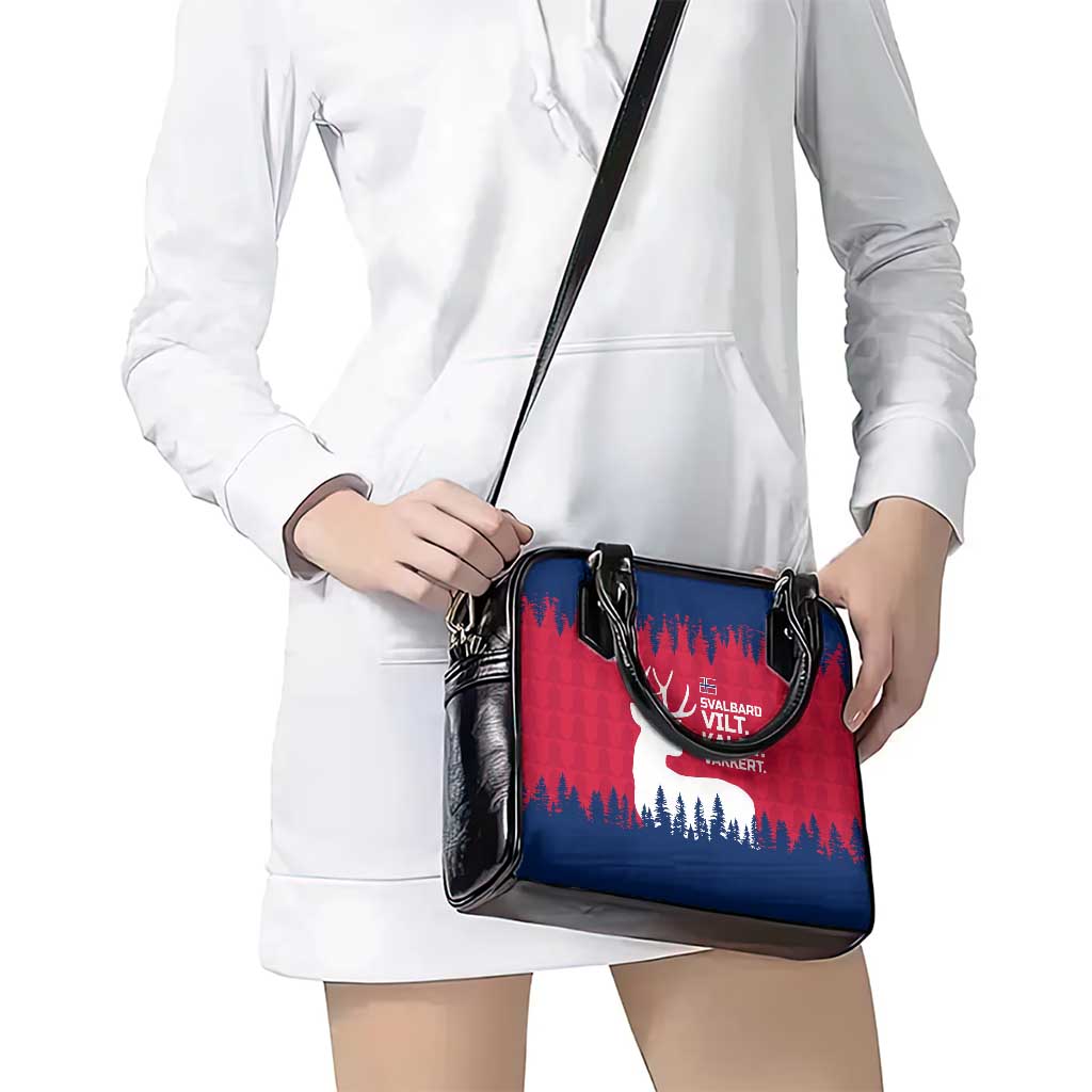 Norway Svalbard Shoulder Handbag with Reindeer Silhouette Forest and Norwegian Flag - Wonder Print Shop