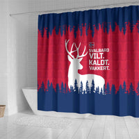 Norway Svalbard Shower Curtain with Reindeer Silhouette Forest and Norwegian Flag - Wonder Print Shop