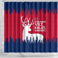 Norway Svalbard Shower Curtain with Reindeer Silhouette Forest and Norwegian Flag - Wonder Print Shop