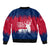 Norway Svalbard Sleeve Zip Bomber Jacket with Reindeer Silhouette Forest and Norwegian Flag - Wonder Print Shop