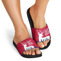 Norway Svalbard Slide Sandals with Reindeer Silhouette Forest and Norwegian Flag - Wonder Print Shop
