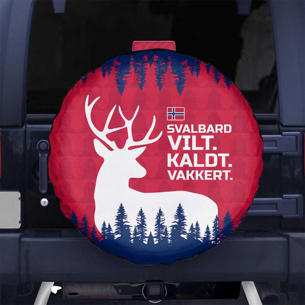 Norway Svalbard Spare Tire Cover with Reindeer Silhouette Forest and Norwegian Flag - Wonder Print Shop