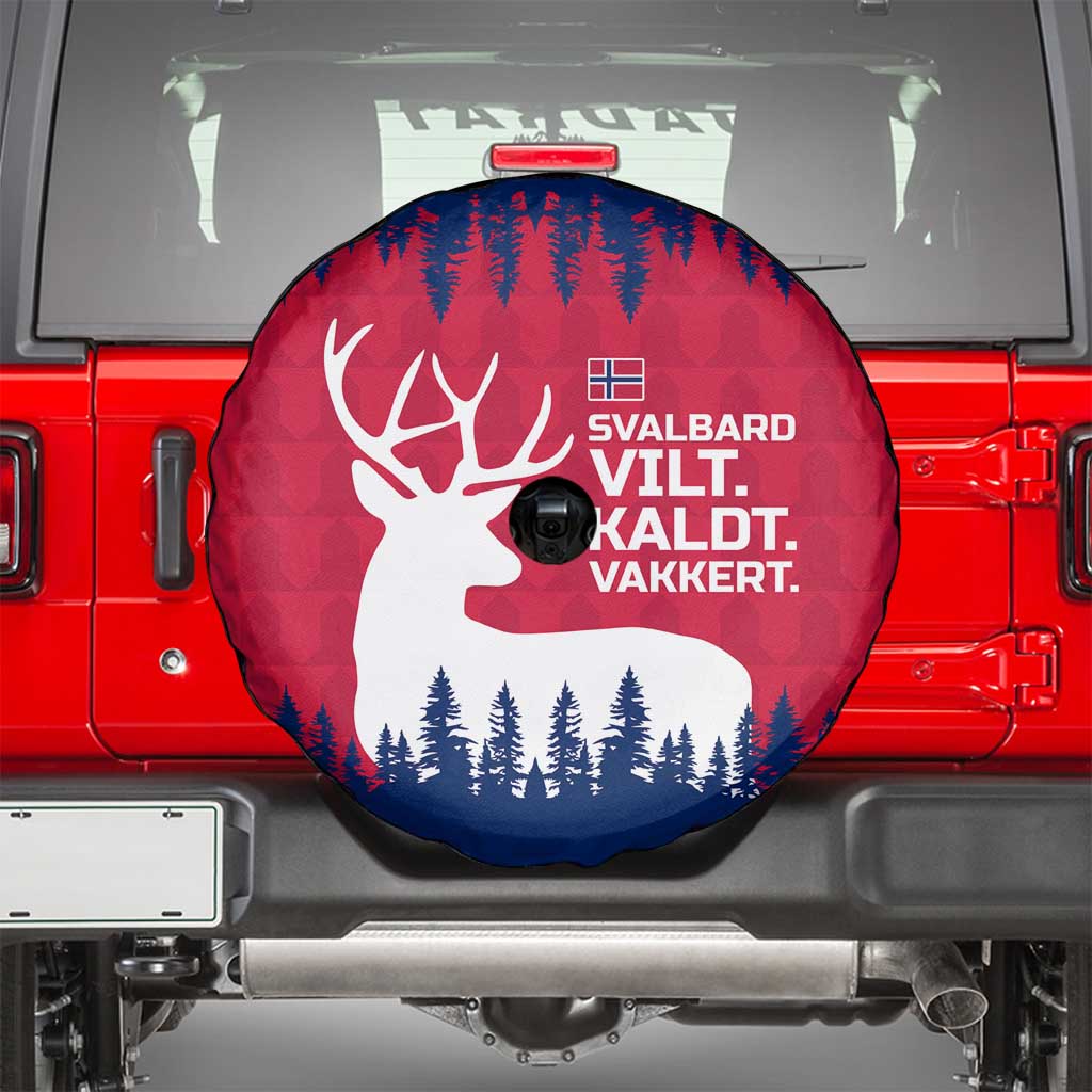 Norway Svalbard Spare Tire Cover with Reindeer Silhouette Forest and Norwegian Flag - Wonder Print Shop