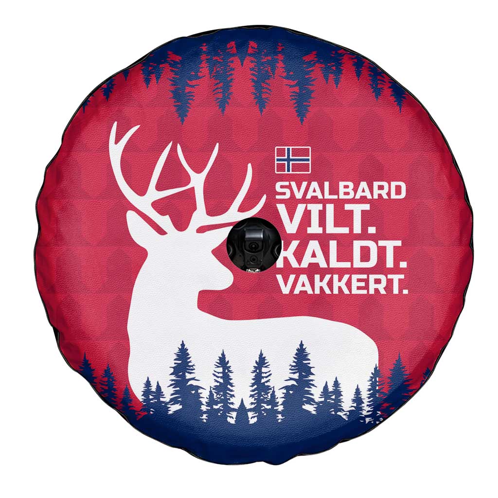 Norway Svalbard Spare Tire Cover with Reindeer Silhouette Forest and Norwegian Flag - Wonder Print Shop