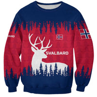 Norway Svalbard Sweatshirt with Reindeer Silhouette Forest and Norwegian Flag - Wonder Print Shop
