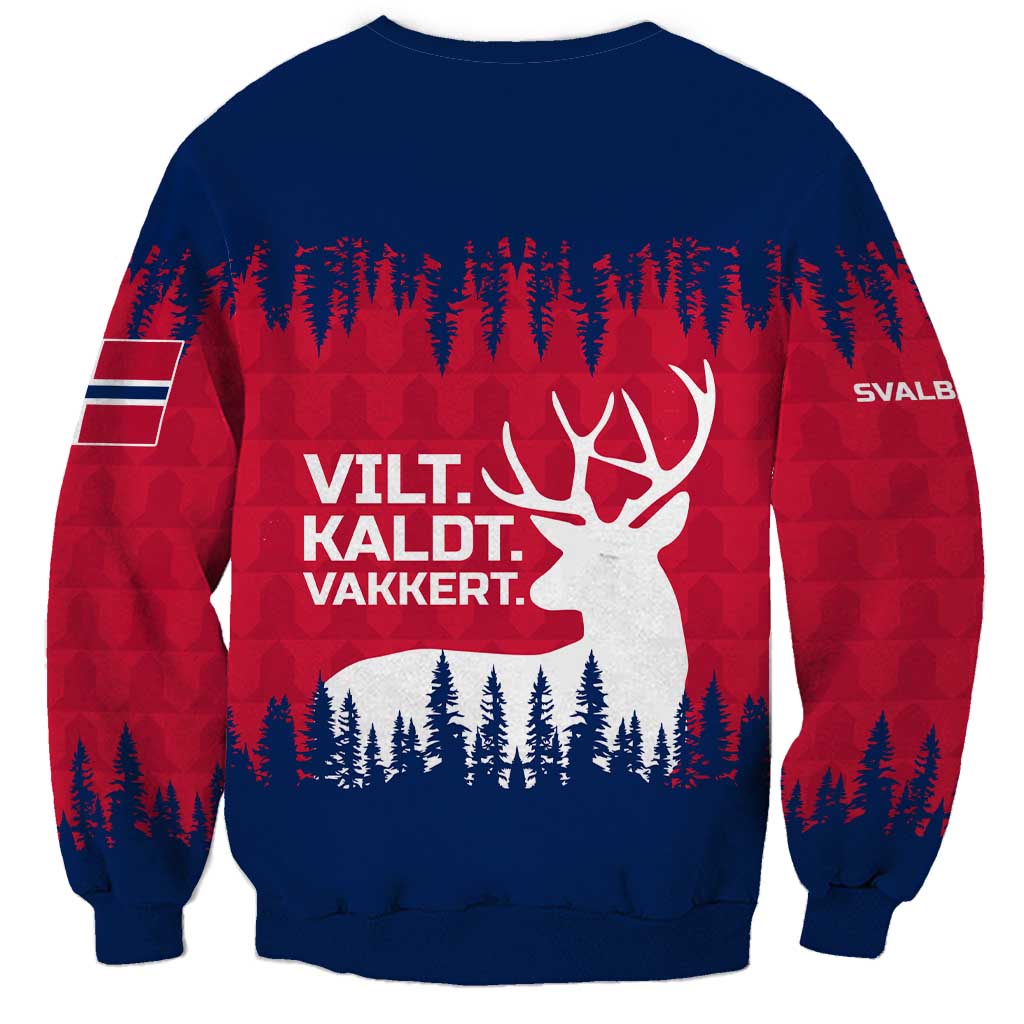 Norway Svalbard Sweatshirt with Reindeer Silhouette Forest and Norwegian Flag - Wonder Print Shop
