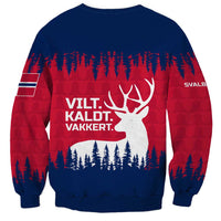 Norway Svalbard Sweatshirt with Reindeer Silhouette Forest and Norwegian Flag - Wonder Print Shop