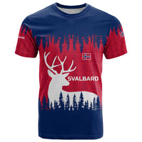 Norway Svalbard T Shirt with Reindeer Silhouette Forest and Norwegian Flag - Wonder Print Shop