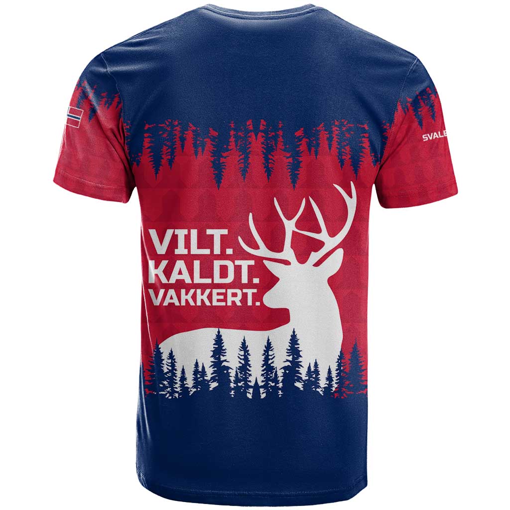 Norway Svalbard T Shirt with Reindeer Silhouette Forest and Norwegian Flag - Wonder Print Shop