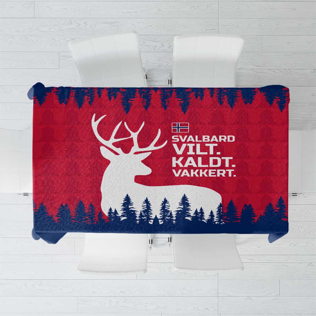 Norway Svalbard Tablecloth with Reindeer Silhouette Forest and Norwegian Flag - Wonder Print Shop