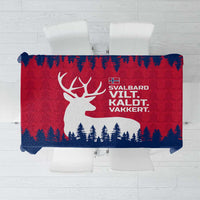 Norway Svalbard Tablecloth with Reindeer Silhouette Forest and Norwegian Flag - Wonder Print Shop
