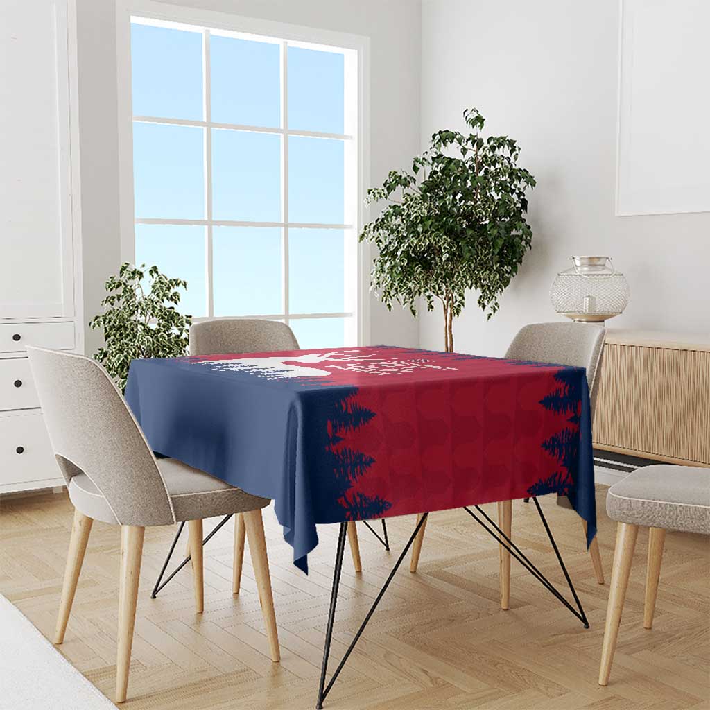 Norway Svalbard Tablecloth with Reindeer Silhouette Forest and Norwegian Flag - Wonder Print Shop