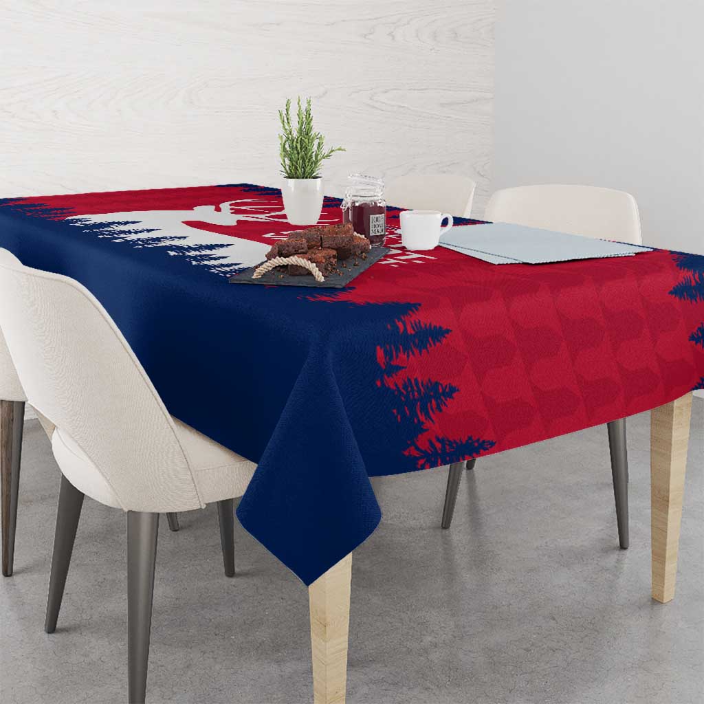 Norway Svalbard Tablecloth with Reindeer Silhouette Forest and Norwegian Flag - Wonder Print Shop